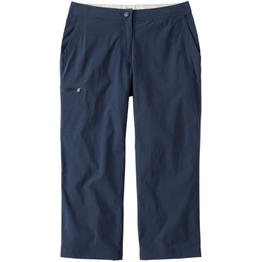 L.L. Bean Water-Repellent Comfort Trail Pants, Mid-Rise Straight-Leg Crop Sz 12
